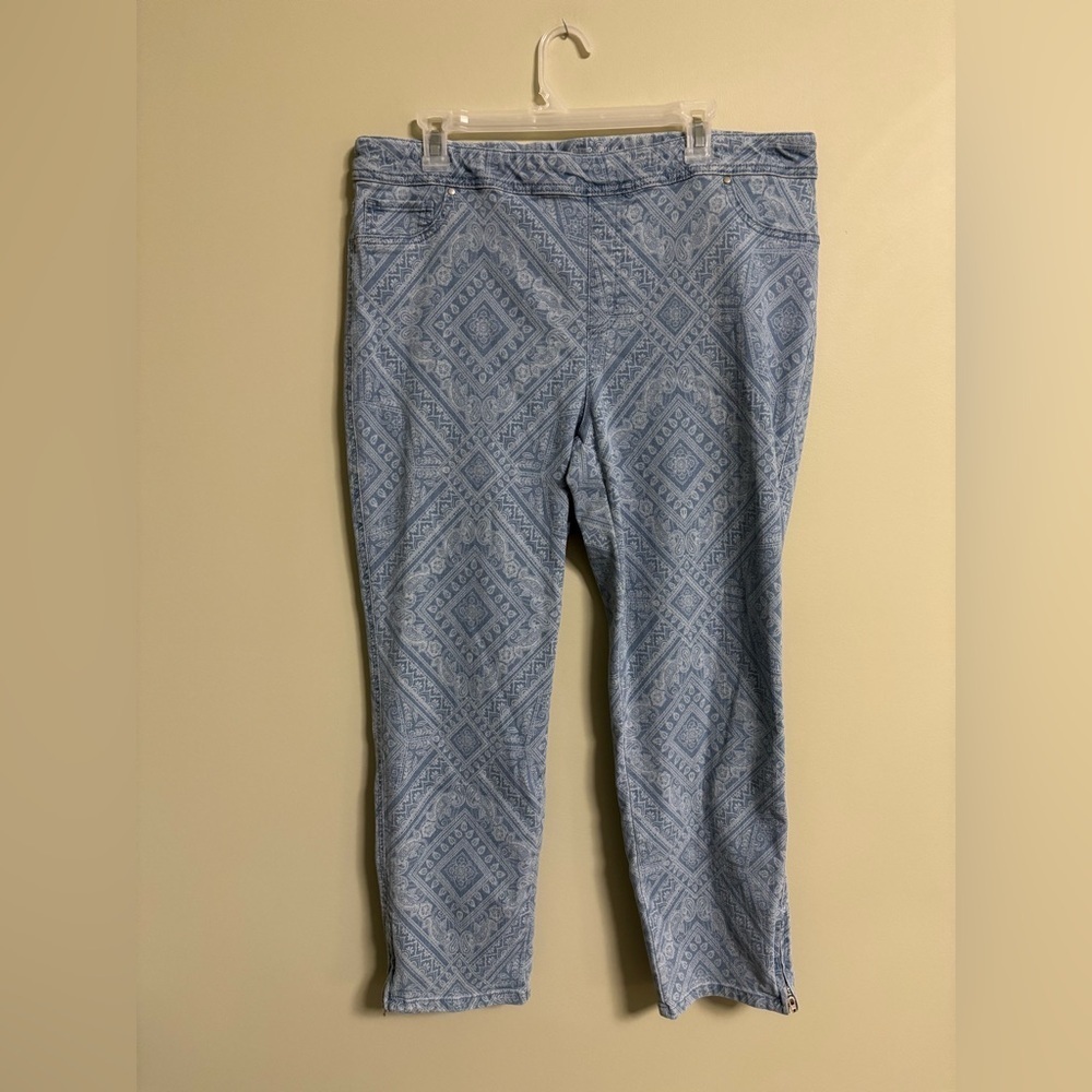 Chico’s Perfect Stretch Girlfriend Slim Leg Ankle Print Crop Jeans Size 2.5/14